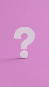 White question mark rotate on pink background. Loop 4K Video motion graphic animation.