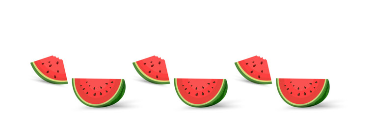 A Healty watermelon fruits pieces cut on isolated background banner templateVector banner template design