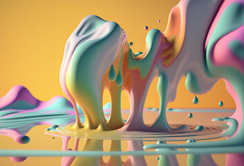 Paint drip graphic fluid pastel creamy liquid drop