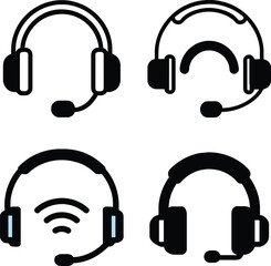 set of headset icon vector