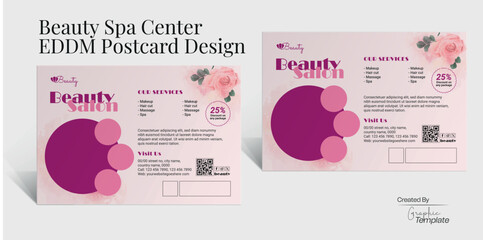 Beauty Spa Center EDDM Postcard Design Beauty Spa Direct Mail Design Marketing Postcard