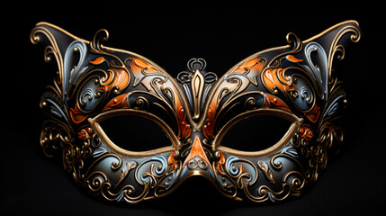 Venice carnival butterfly mask on black background - obrazy, fototapety, plakaty