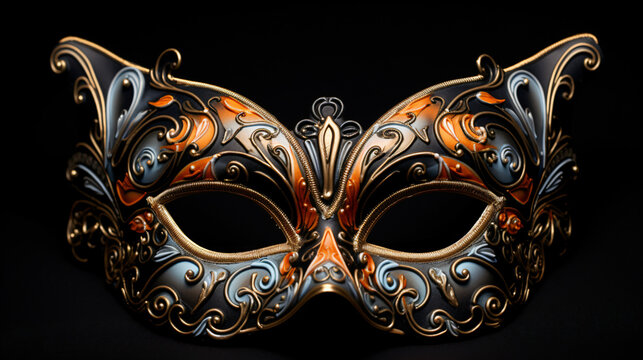 Venice carnival butterfly mask on black background