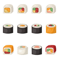 a set of rolls, sushi, Japanese cuisine. vector illustration on a white phoneme