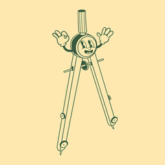 Vintage character design of compass geometry circle