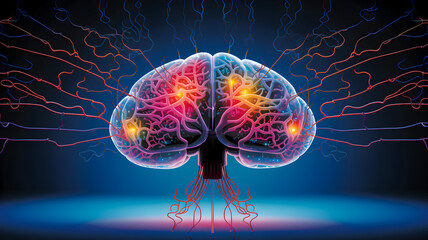 Illustration of a brain with interconnected neural pathways