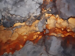 A beautiful organic stone texture background with black orange and white undertones. Interior design. Generative Ai