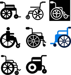 set of wheel chair icon vector