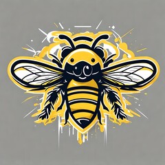 A logo for a business or sports team featuring a black  and yellow bumble bee that is suitable for a t-shirt graphic.