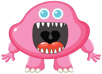 Alien Monster Cartoon Character with Open Mouth