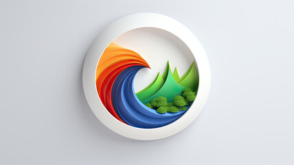 Fototapeta premium Minimalist 3D Ecology Logo on White Background