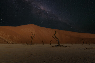 Namibian desert with the milky way in the background