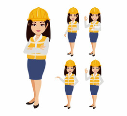 Set of engineer with different poses
