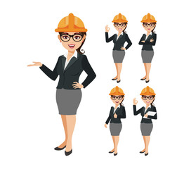 Set of engineer with different poses