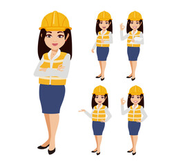 Set of engineer with different poses