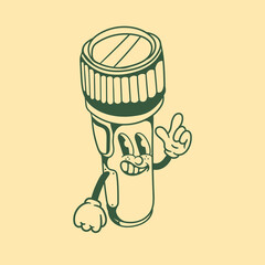 Vintage character design of flashlight