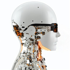 mechanoider Kopf im Profil erstellt mit generativer AI
