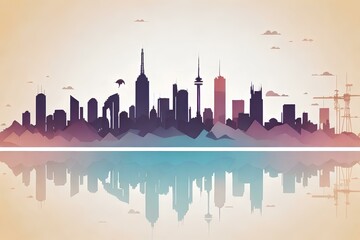 Fototapeta premium Bacground wallpaper with lines colorful lines and sityscape silhouette texture graphic vector for business and presentation