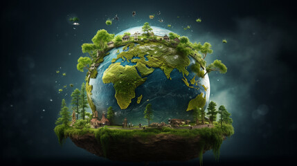 alien planet earth as concept of natural green forest - obrazy, fototapety, plakaty