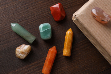 Magic crystals, spiritual esoteric practice for meditation and relax