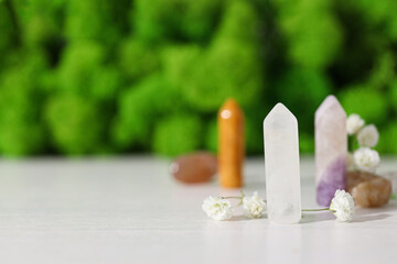 Magic crystals, spiritual esoteric practice for meditation and relax