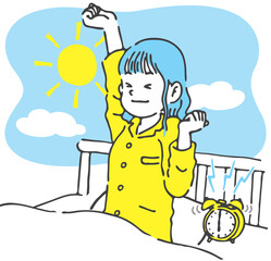 朝すっきり目覚めた女性