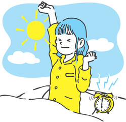 朝すっきり目覚めた女性