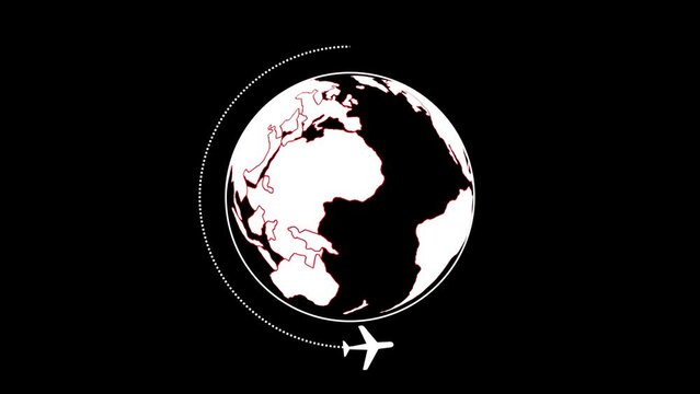 Planet Earth with plane around. Concept of airplane travel. e_1180