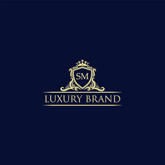 SM Luxury lion crest logo - royal lion vector template
