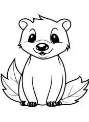 Fototapeta premium Black and White Cute animals outline coloring book design