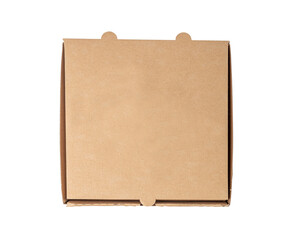Pizza Box Isolated, Craft Paper Delivery Package Mockup, Cardboard Box on White Background