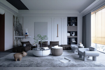 interior of living room with sofa and table 