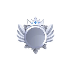 Silver round medal icon, vector illustration isolated on white.