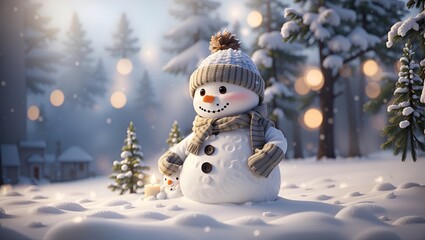 snowman_in_winter_christmas_scene_with_snow_pine_trees