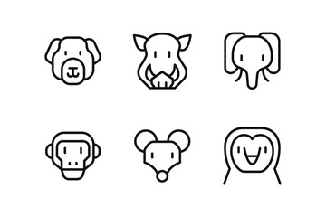 Set of wildlife Icons. Simple line art style icons pack. Vector illustration.