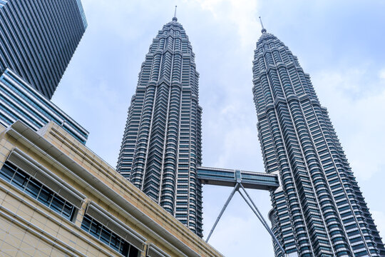 Petronas Twin Towers or KLCC Twin Towers, 88-storey supertall skyscrapers in Kuala Lumpur, a major landmark of the city, tourist destination.