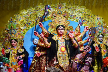 Goddess Durga: Durga Puja festival is the most famous festival in kolkata of India. Durga idol.