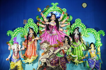 Goddess Durga: Durga Puja festival is the most famous festival in kolkata of India. Durga idol.