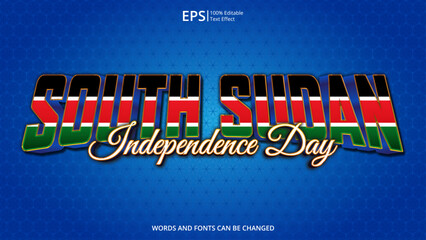 south sudan editable text effect with south sudan flag pattern suitable for poster design about holiday, Feast day or south sudan independence day moment