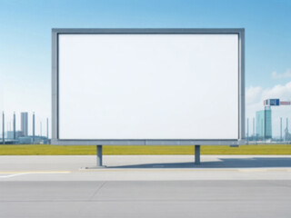Blank billboard on the street with cityscape background. 3d rendering.