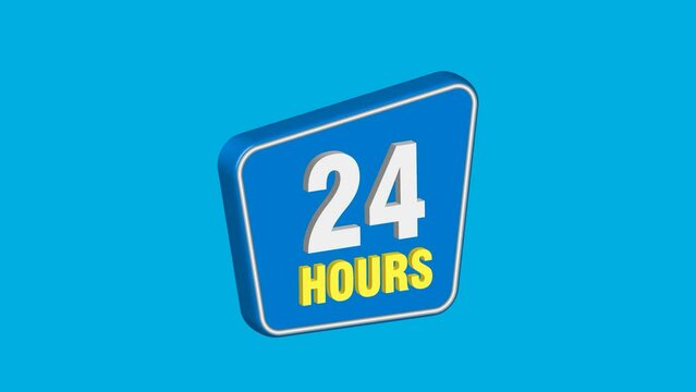 the icon of the 24-hour open working time service. Animation, a place to copy.
