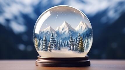 Fototapeta na wymiar Merry christmas snow globe glass ball. Generative AI