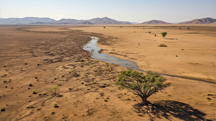 A river running through a dry area or desert