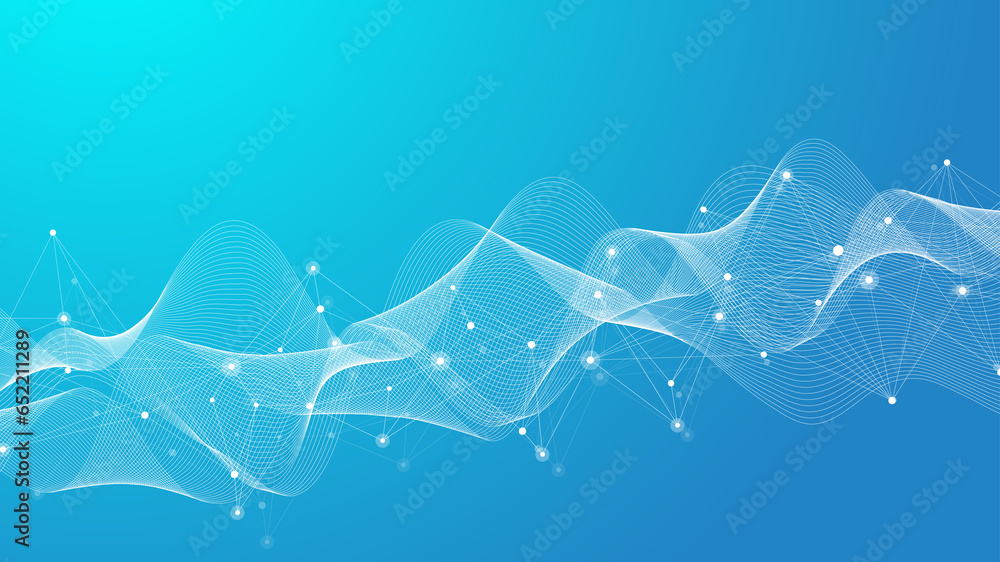 Poster Global network connection concept. Social network communication in the global business concept. Big data visualization. Internet technology illustration.