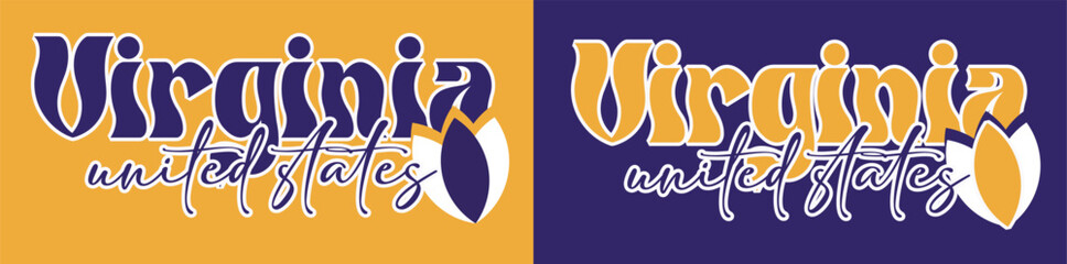 Retro vintage college varsity virginia united states slogan print for graphic tee t shirt or embroidery patch sticker - Vector
