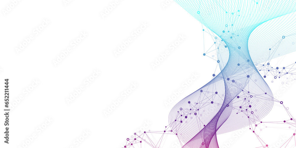 Poster molecular abstract structure background. scientific illustration with molecule dna. medical, science