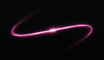 Glowing wavy lines on transparent background. Magic sparkling trail. Luminous wavy comet effect.