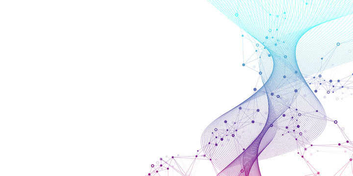 Molecular abstract structure background. Scientific illustration with molecule DNA. Medical, science and technology concept for banner template or header.