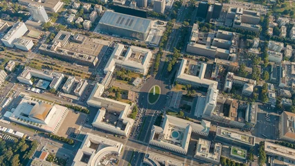 Foto op Plexiglas Rome, Italy. Piazza Guglielmo Marconi. District EUR - Quarter is a vast complex of buildings built on the orders of dictator Benito Mussolini, Aerial View © nikitamaykov