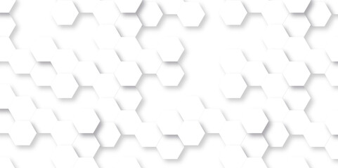 White Background with white hexagons. White texture honeycomb background. Abstract background with lines. Surface polygon pattern with glowing hexagon paper texture and futuristic business.